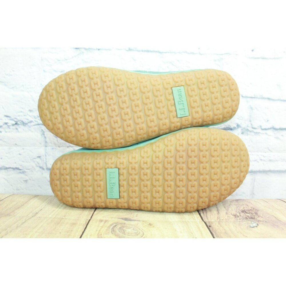 LL Bean Green Suede Slip-On Fleece Lined Mountain Moccasin Slippers Size 8 M - Picture 9 of 9